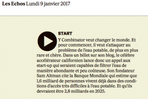 Article des Echos du 9/01/2017